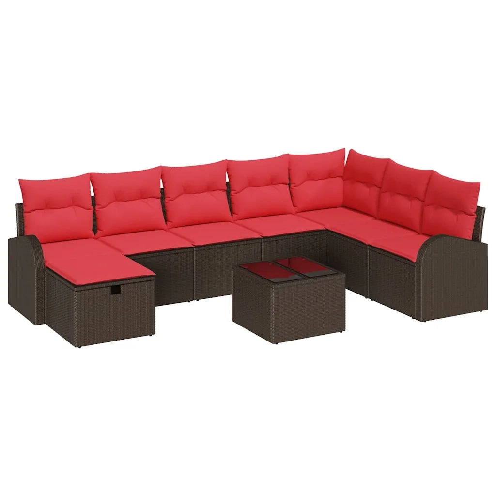 Set Divano da Giardino con cuscino 9 pcs Marrone Poly Rattan 3360475