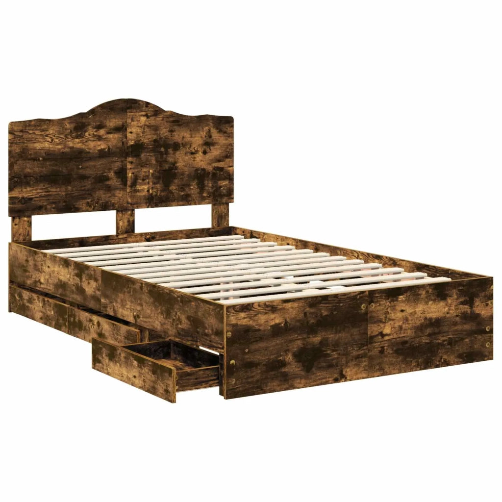 Letto matrimoniale | Letto per adulti | Struttura del letto Quercia Affumicata 135 x 190 cm