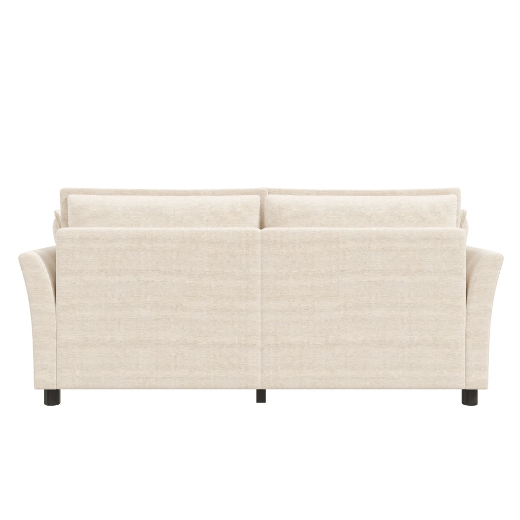 Divano lineare 2 posti - con cuscini per bracciolo e seduta ampia - in chenille beige