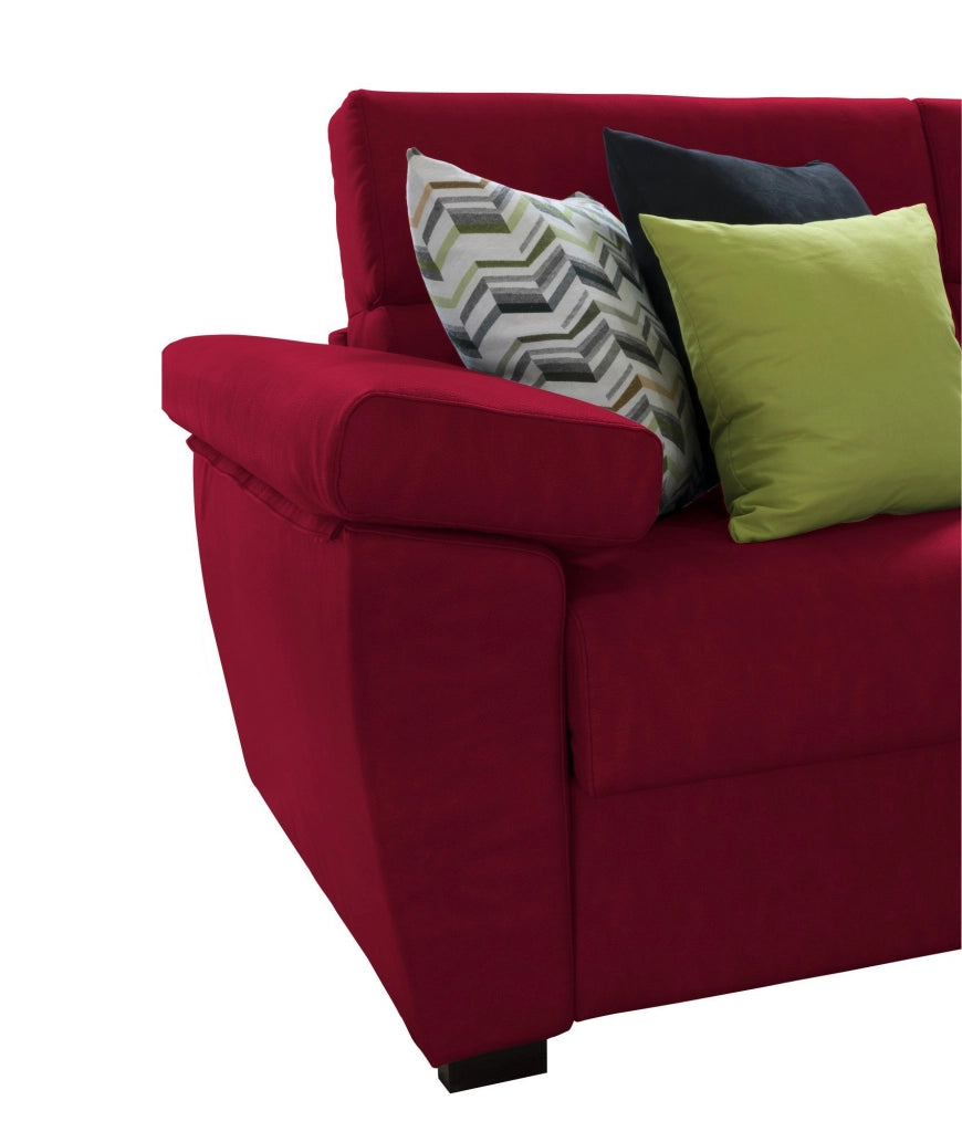 Ceto, Divano Fisso con Penisola Sfoderabile Made in Italy, 285x160 cm Rosso