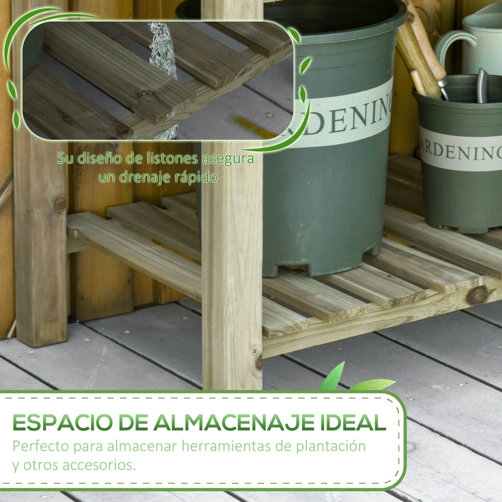 Tavolo da Coltivazione Giardino Urbano in Legno ¨C Zephmum ¨C Naturale 91x51x76 cm