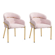 Sedia da pranzo singola con schienale ergonomico in velluto; 4 gambe in metallo; per soggiorno e camera; rosa