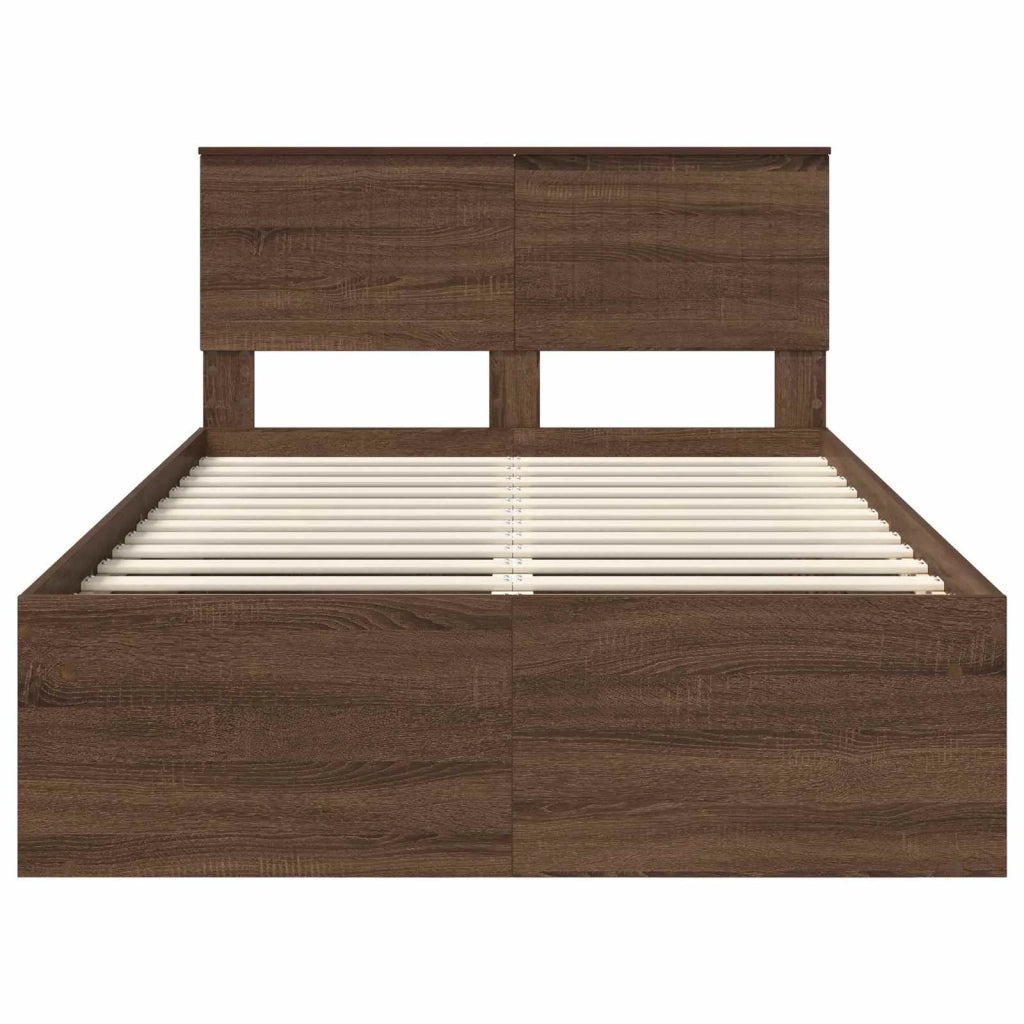 Struttura del letto Rovere Marrone 120 x 190 cm Pino massello