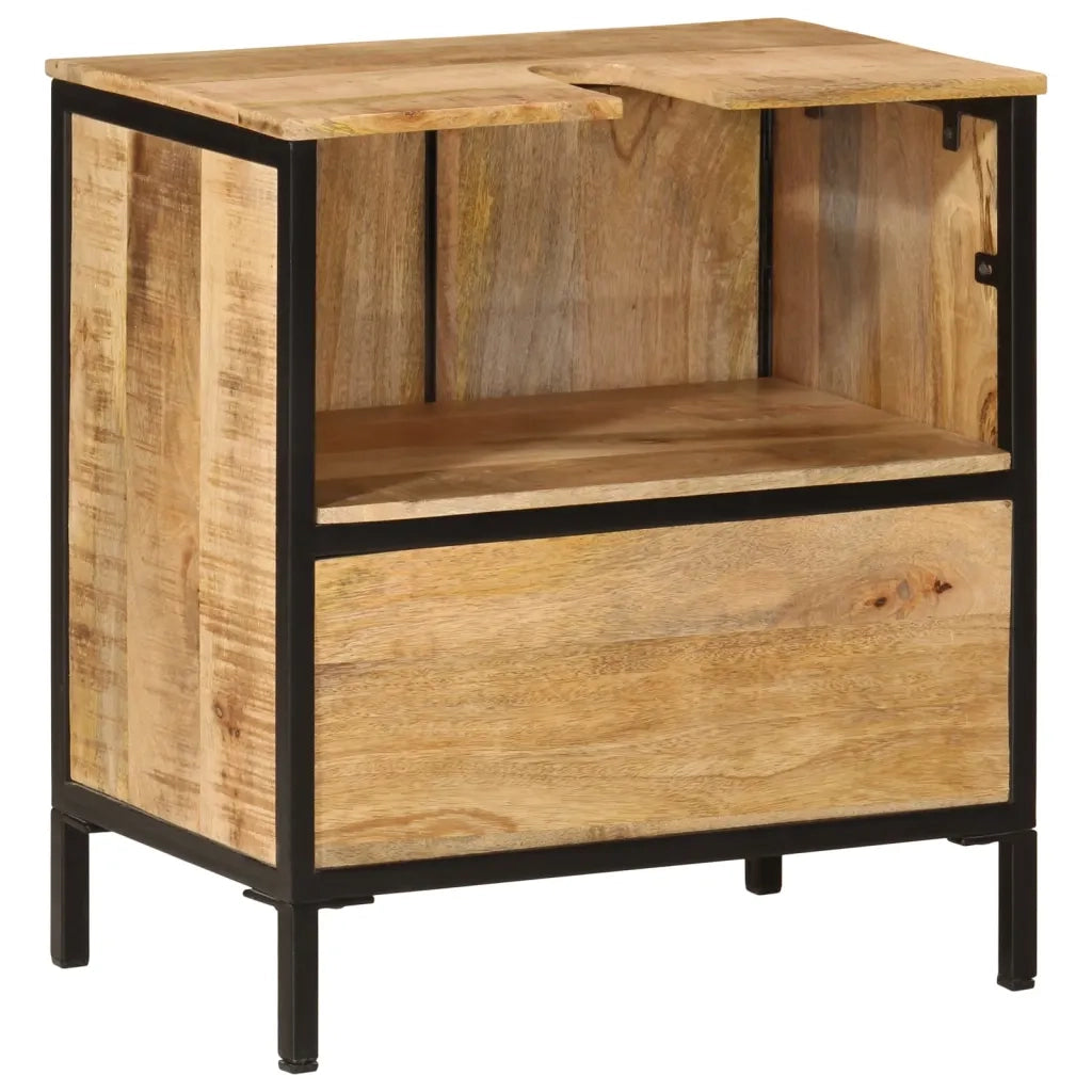Mobile Lavabo da Bagno 55x35x60 cm Legno Massello Mango e Ferro 358572