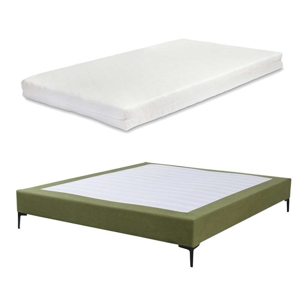 Letto Matrimoniale Lilla con Materasso 180x200 cm Fodera Protettiva Verde [en.casa]