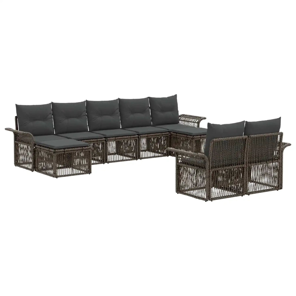 Set Divano da Giardino 9 pz Grigio polyrattan 3434957