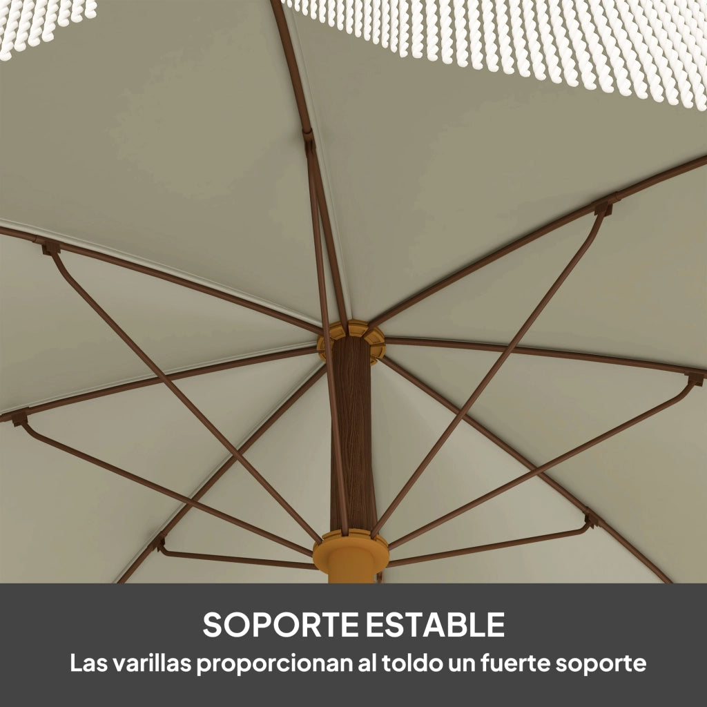 Ombrellone da Giardino con Frange ¨C Minimal ¨C Verde ?190x210 cm