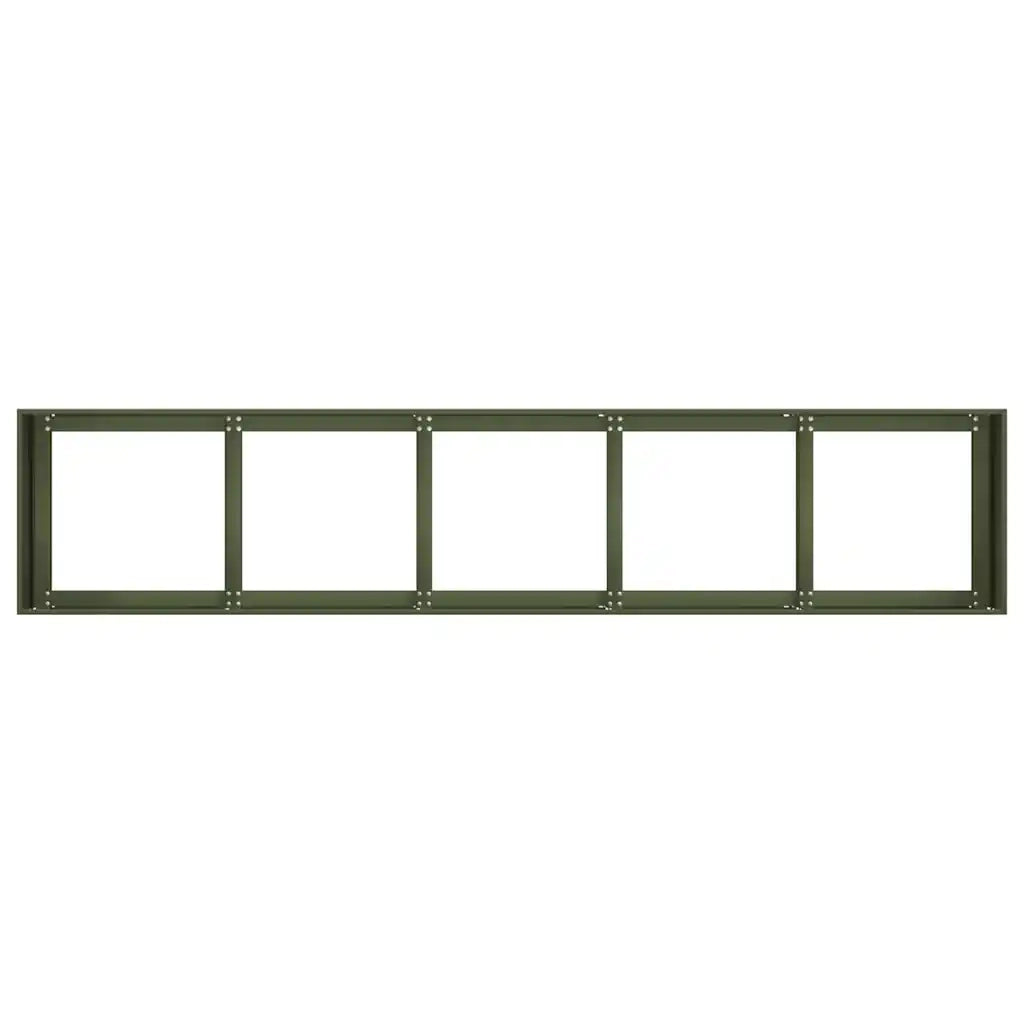Fioriera | Cassetta per fiori | Vaso Verde Oliva 200x40x40 cm in Acciaio Laminato a Freddo