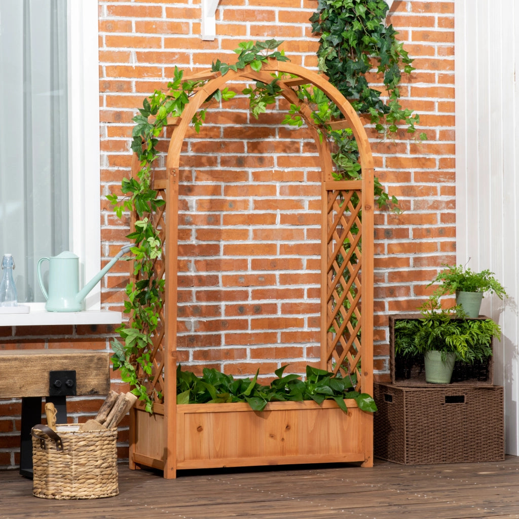 Fioriera con graticcio e arco ¨C Xylo ¨C legno pino pre-oliato 83x36x152 cm