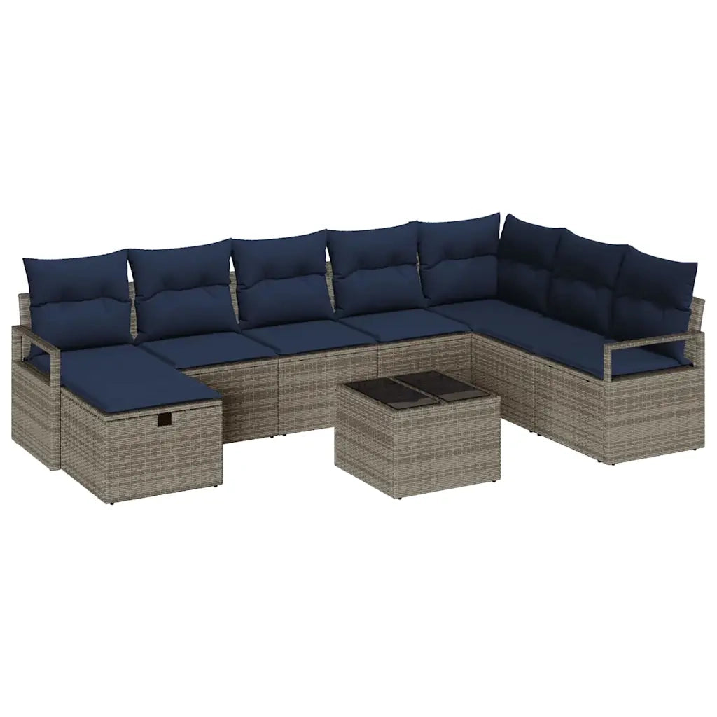 Set di divani con cuscino con archiviazione Grigio polyrattan 3359244