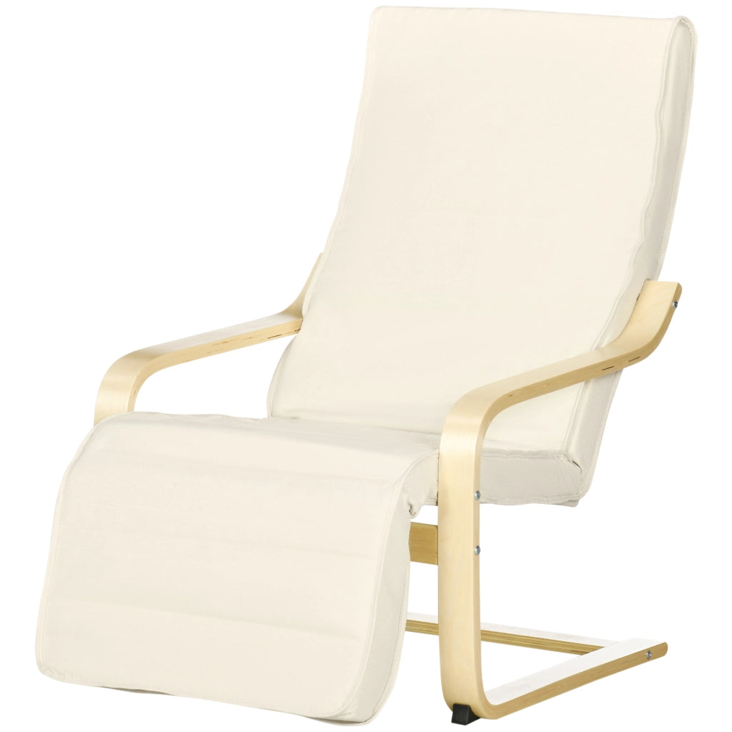 Poltrona Relax Reclinabile con Poggiapiedi e Poggiatesta ¨C Zephmum ¨C Tessuto Crema 66.5x94x100 cm