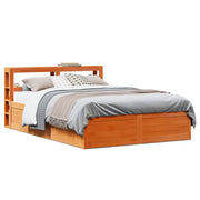 Giroletto con Testiera Marrone Cera 135x190 cm Massello Pino 3306359