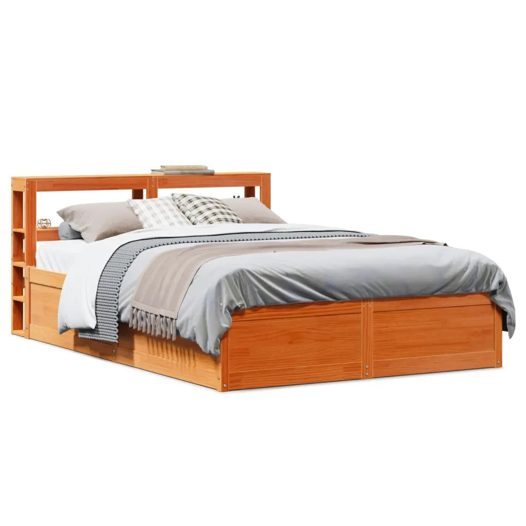 Giroletto con Testiera Marrone Cera 135x190 cm Massello Pino 3306359