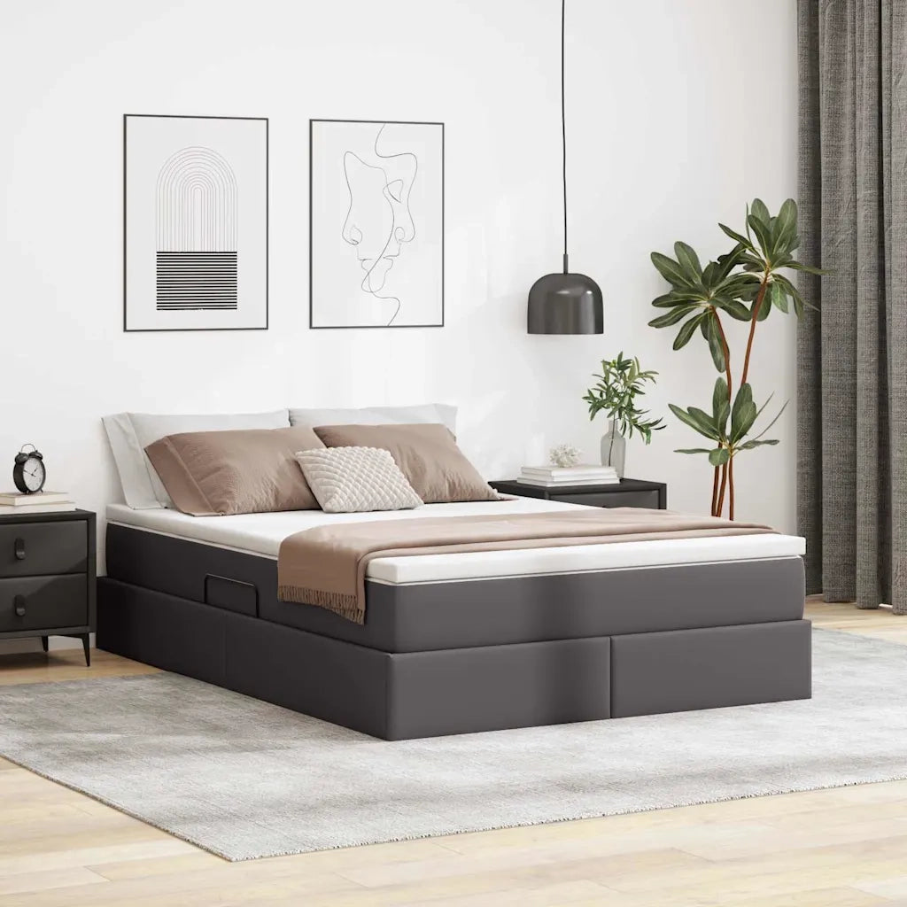 Letto con contenitore e materasso Grigio 140 x 200 cm 3370168