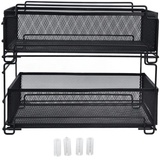Organizzatore a cassetti 2-trappiste - Cassetto scorrevole - Mobile per cucina - Mobile a muro - Design spaziale - Disegno spaziale risparmiatore di spazio - Mobile per archiviazione