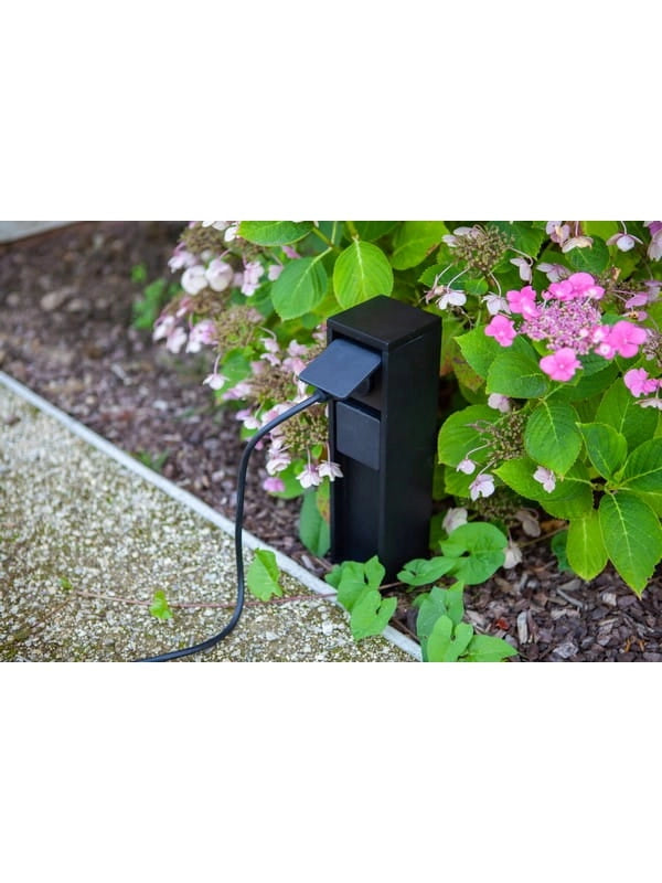 Colonnina giardino 2 prese Schuko IP54 nera Lutec