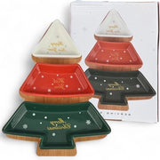 Set da tapas in legno con piatti in ceramica e design di abete