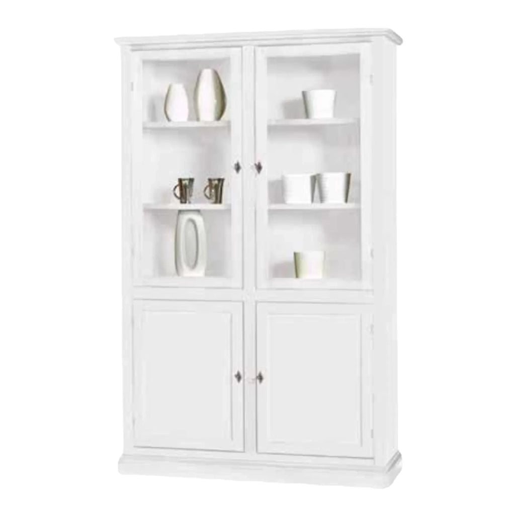 Libreria vetrina classica in legno bianco 120x41x187h (1390) - Mobili 2G