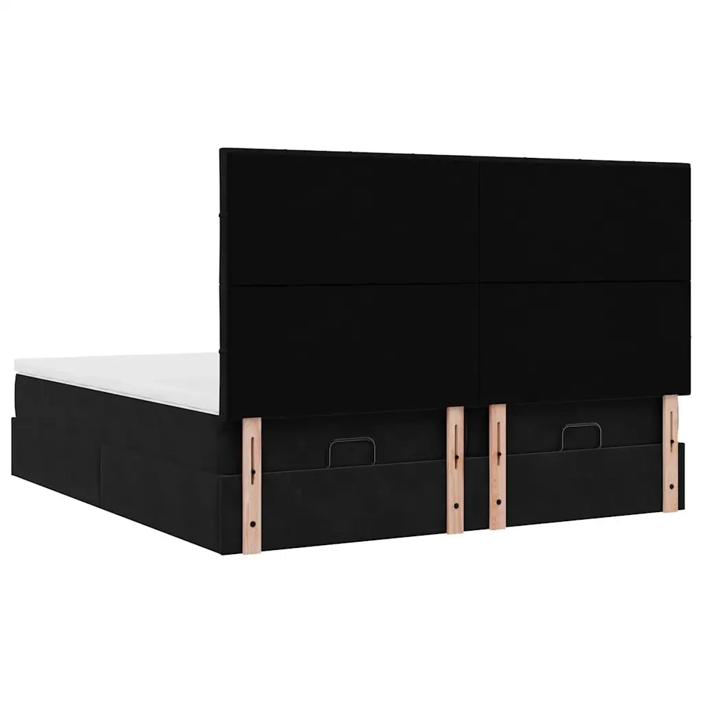 Struttura Letto Pouf con Materassi Nero 200x200 cm Velluto 3313780
