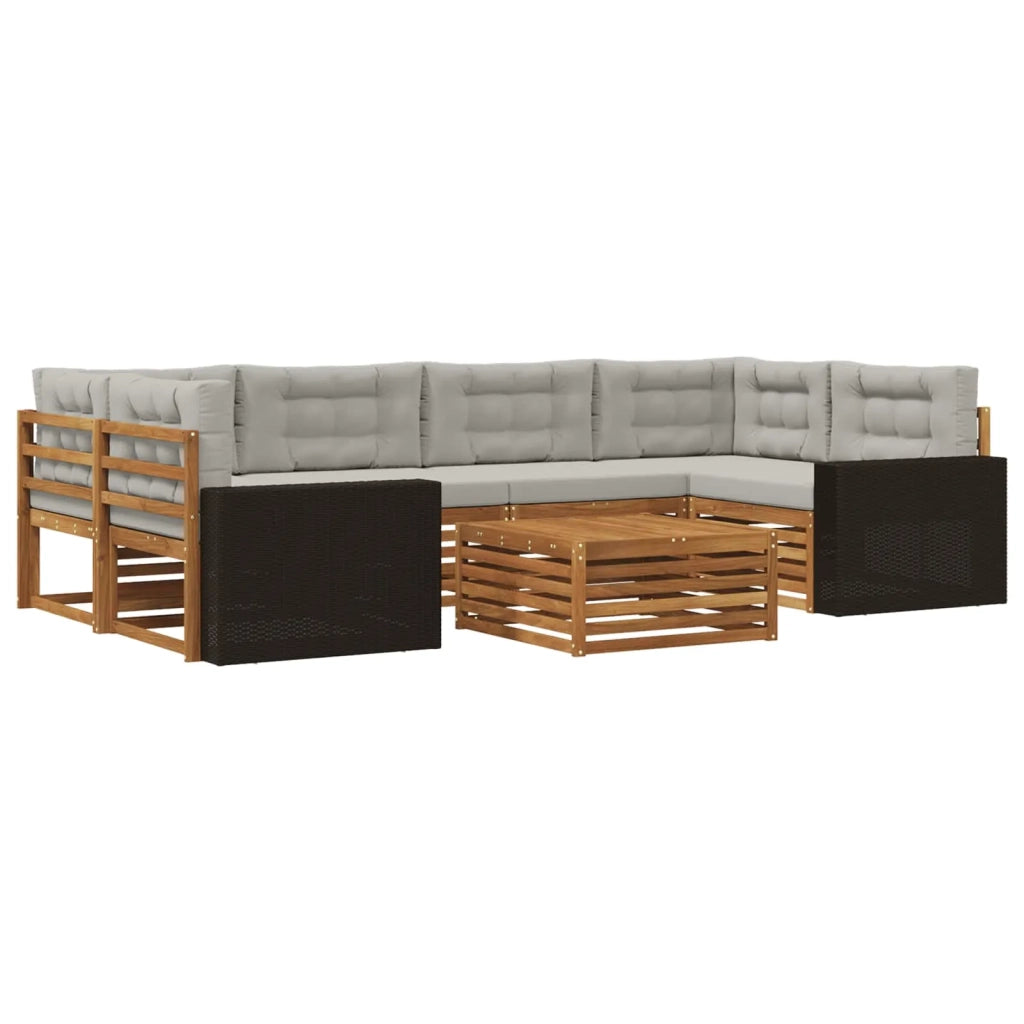 Set di divani da esterno 7 pcs Naturale e Grigio Chiaro 3383094