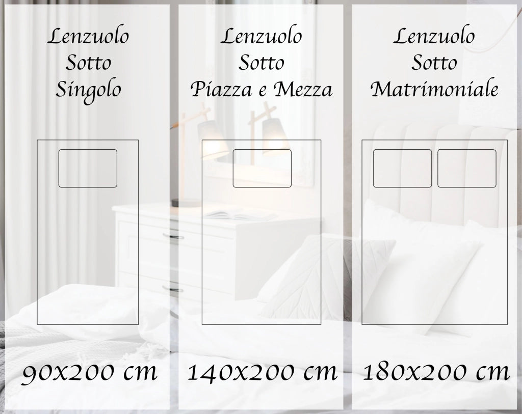 Lenzuolo Sotto Con Angoli Elastici 100% Puro Cotone  Bianco - Matrimoniale