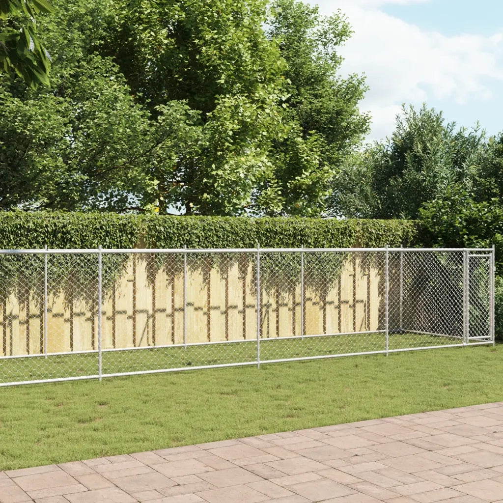 Gabbia per Cani con Porta Grigia 10x2x1,5 m in Acciaio Zincato CFW5720110