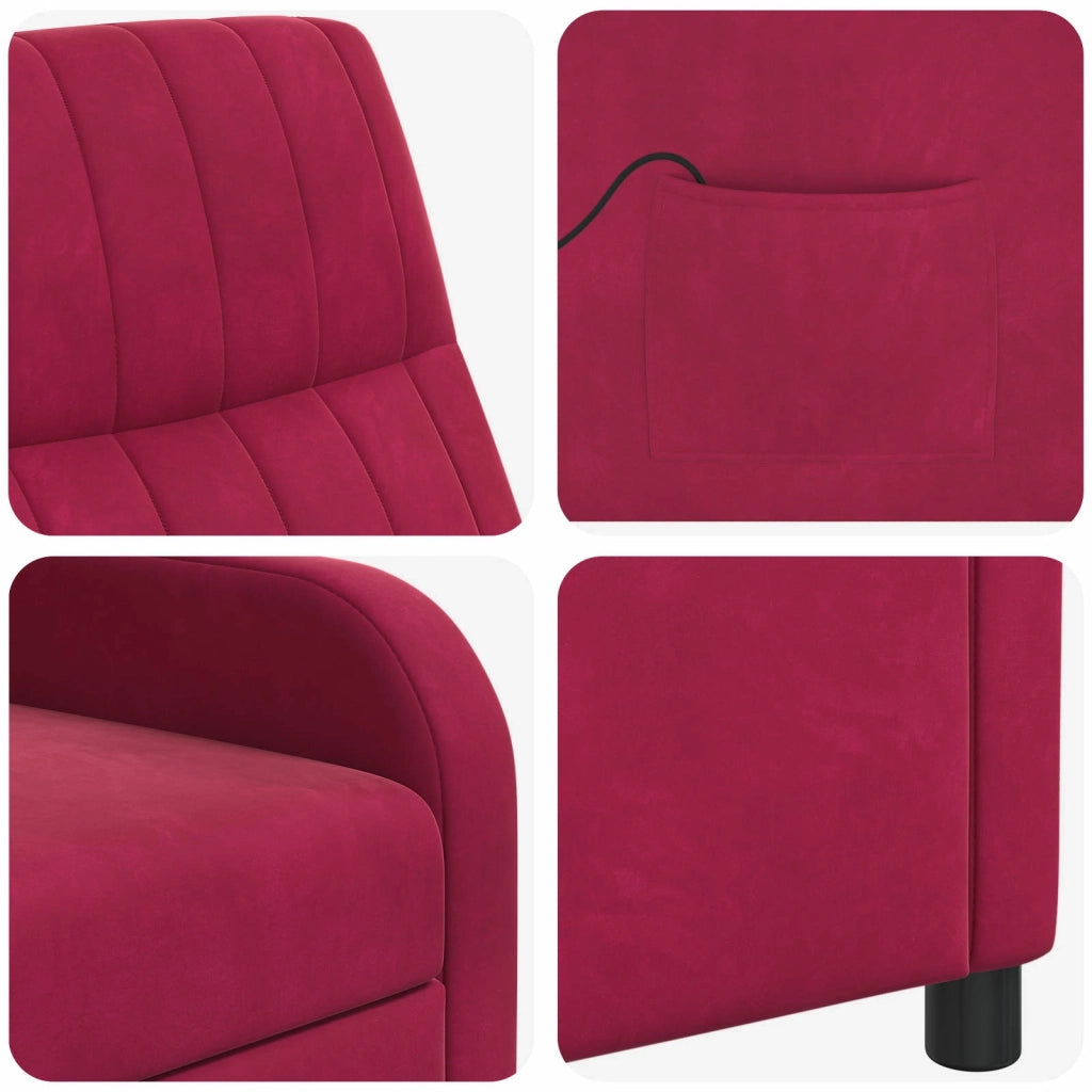 Divano Sedia-Poltrona Massaggiante Rosso Vino Velluto (V)