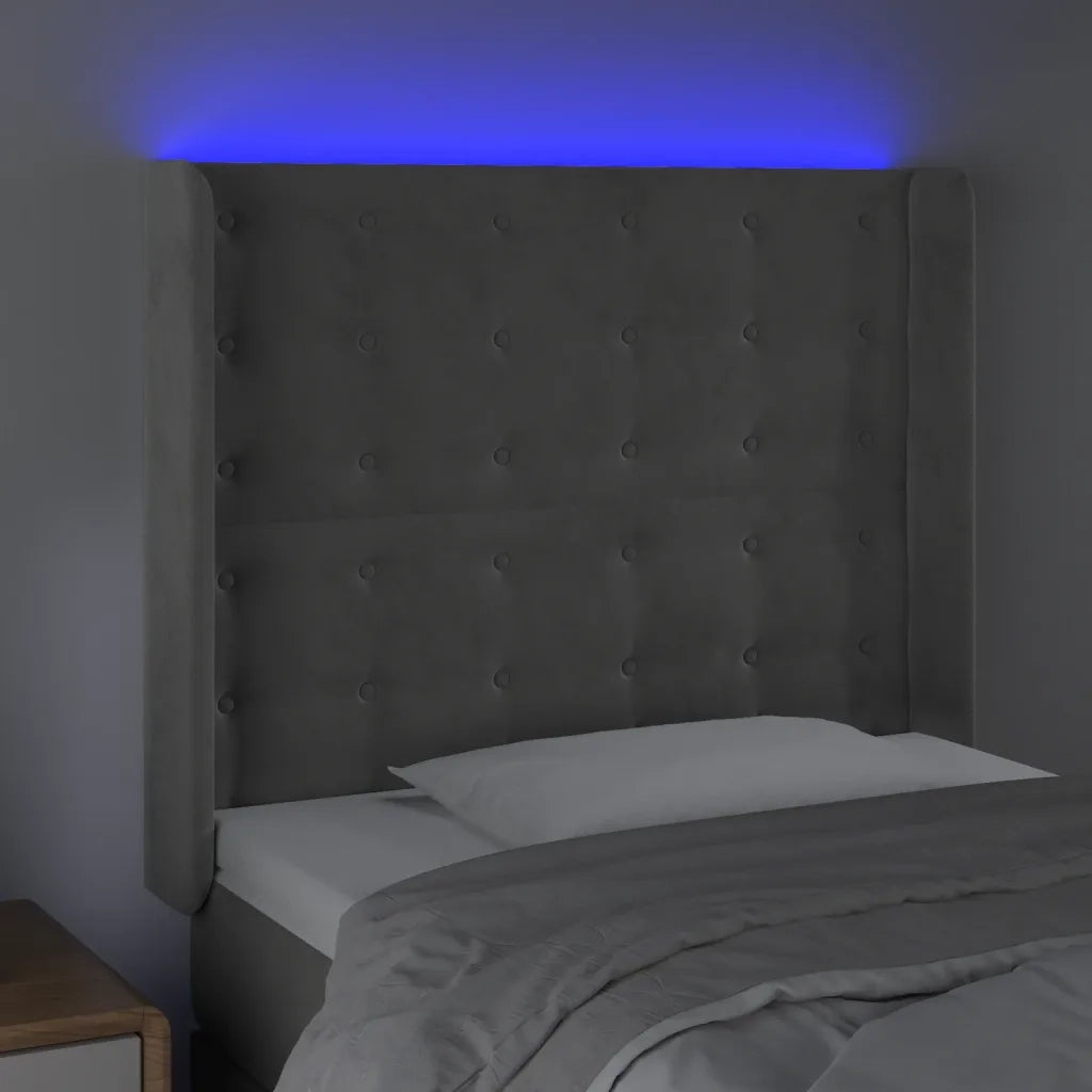 Testiera a LED Grigio Chiaro 93x16x118/128 cm in Velluto 3124518
