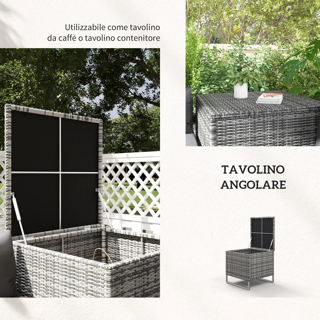 Set da Giardino 4 Pezzi con 2 Divani 2 Posti e 2 Tavolini ¨C Xylo ¨C Acciaio e Rattan