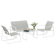 Set Giardino 4 Pezzi con Divano 2 Posti ¨C Minimal ¨C Tessuto Grigio Chiaro