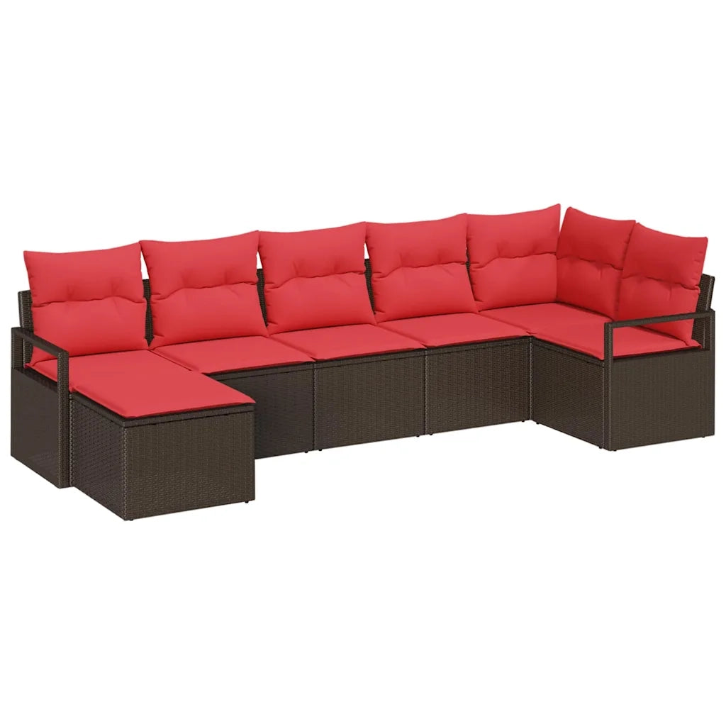 Set di divani con cuscino 7 pcs Marrone polyrattan 3346474