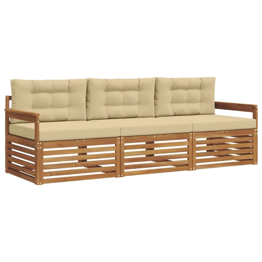 Set di divani da esterno con cuscino 3 pcs Naturale e Beige 3372928