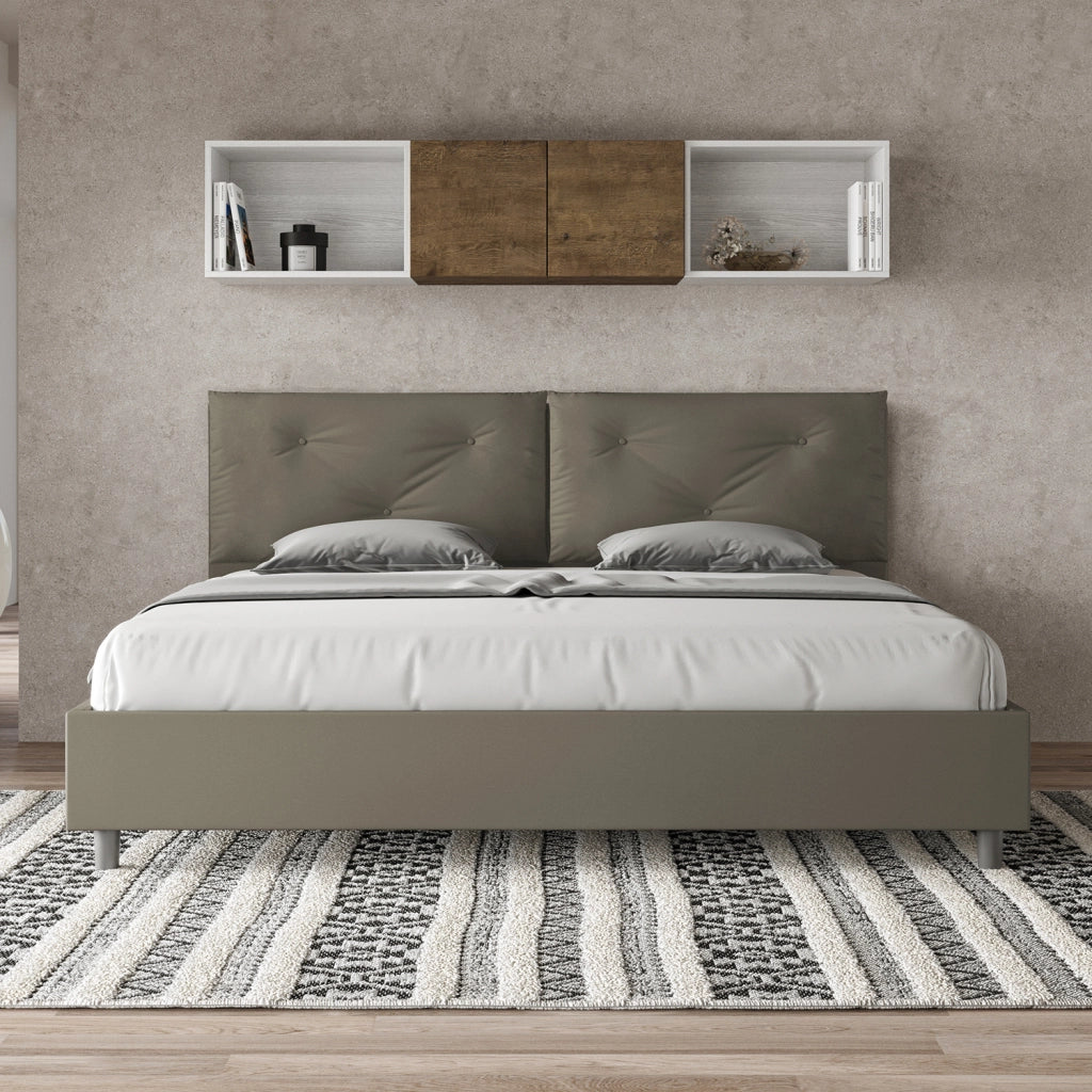 BS COM Letto matrimoniale king size senza rete imbottito 200x200 similpelle cappuccino