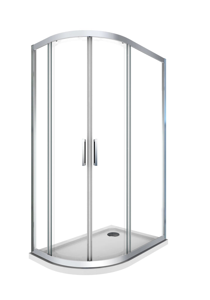 Box doccia 6 mm angolare curvo semicircolare profilo cromo reversibile H.190 80x120 destro piatto incluso