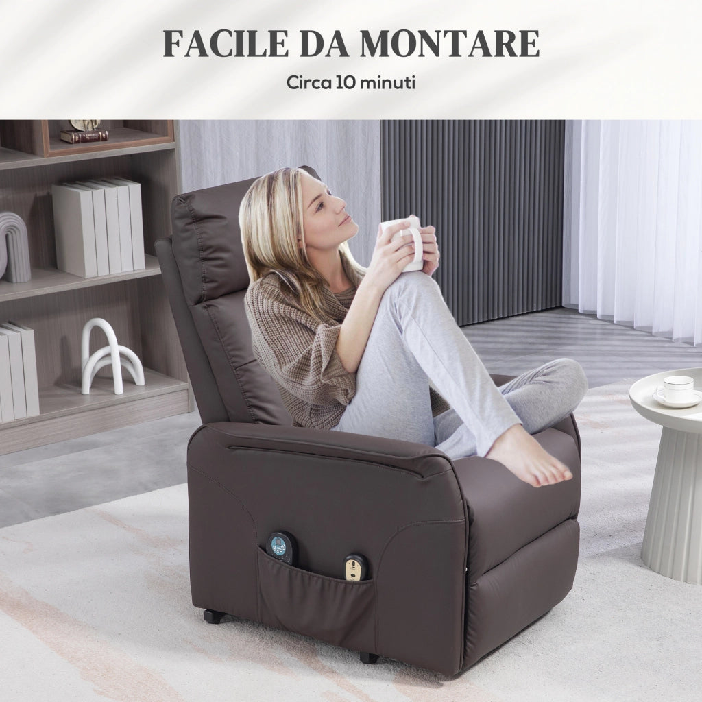 Poltrona Relax Alzapersona Reclinabile Massaggiante Riscaldamento ¨C Xylo ¨C Marrone