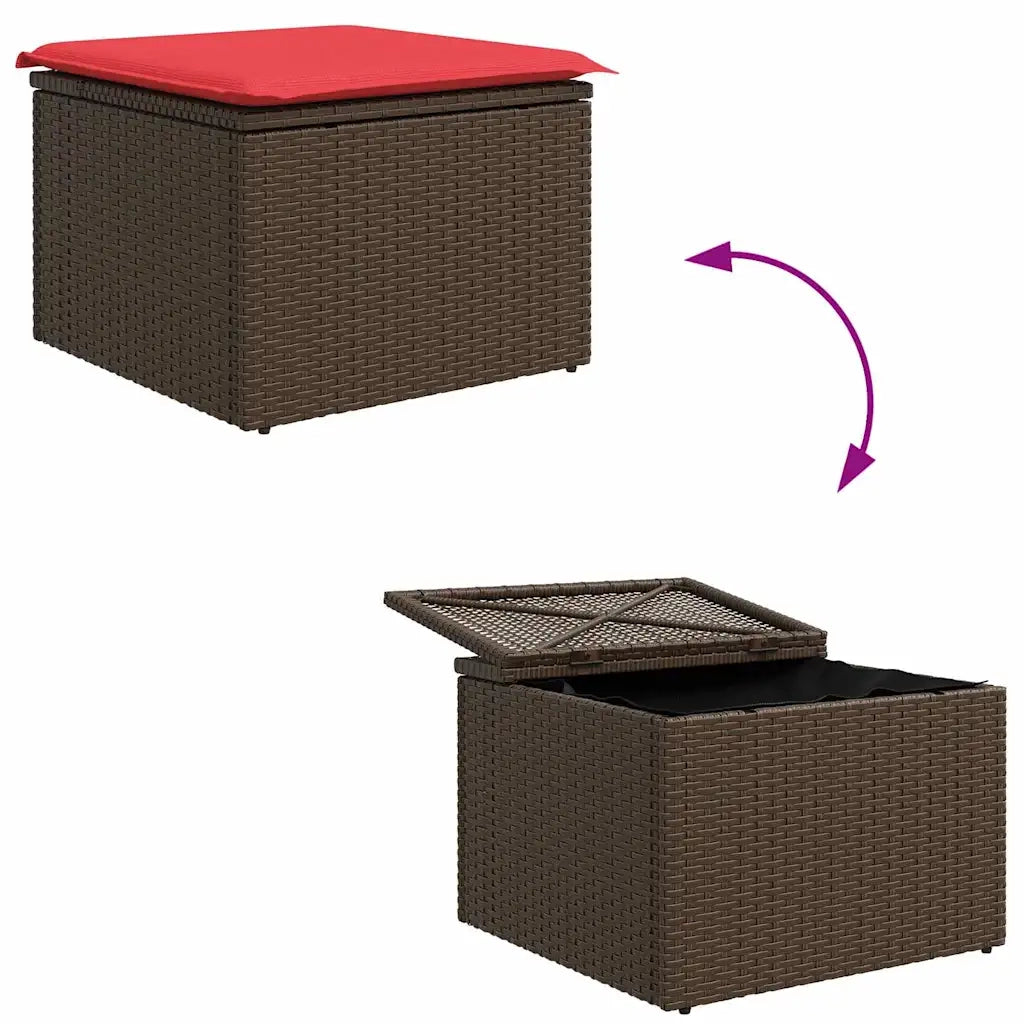Set di divani con cuscino 5 pcs Marrone e Rosso polyrattan 3354673