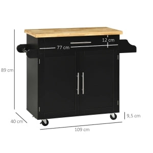 Carrello da Cucina con Piano di Lavoro e Portaspezie ¨C MINIMAL ¨C 109x40x89 cm
