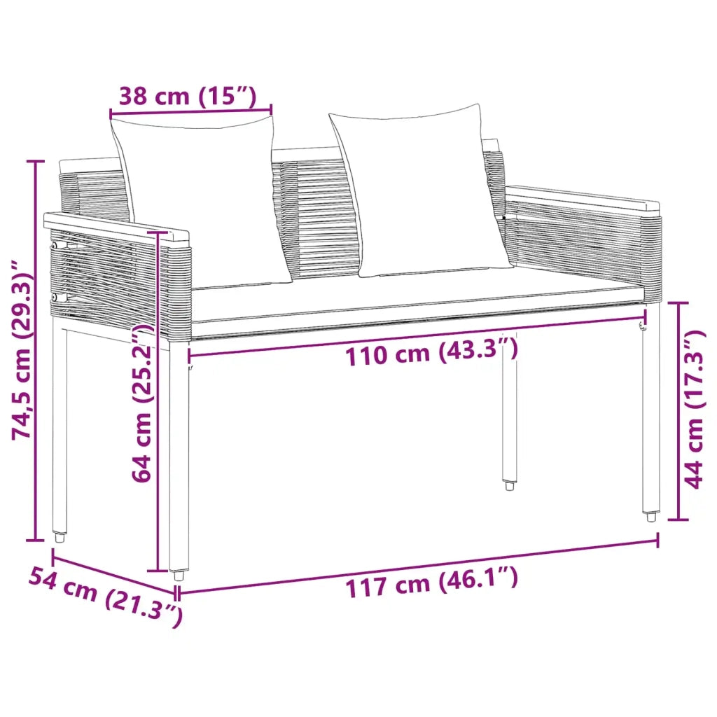 Panchina da esterno Grigio e Grigio Scuro 117 x 54 x 74.5 cm 42025239