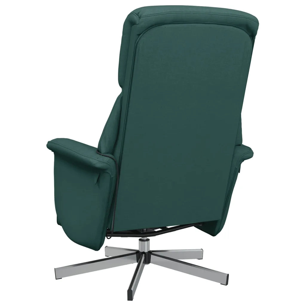 Poltrona Reclinabile Massaggio Poggiapiedi Verde Scuro Tessuto 356673