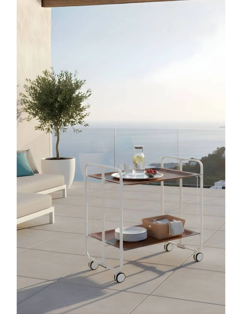 Carrello da cucina pieghevole bianco con ruote BAUHAUS 2 ripiani
