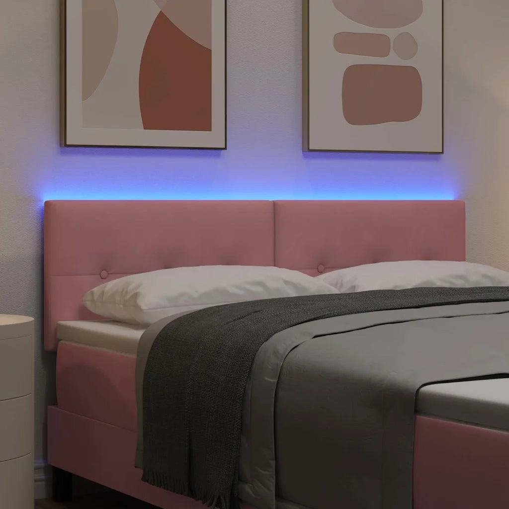 Testiera | Testata LED con strisce LED Rosa 160 cm Velluto