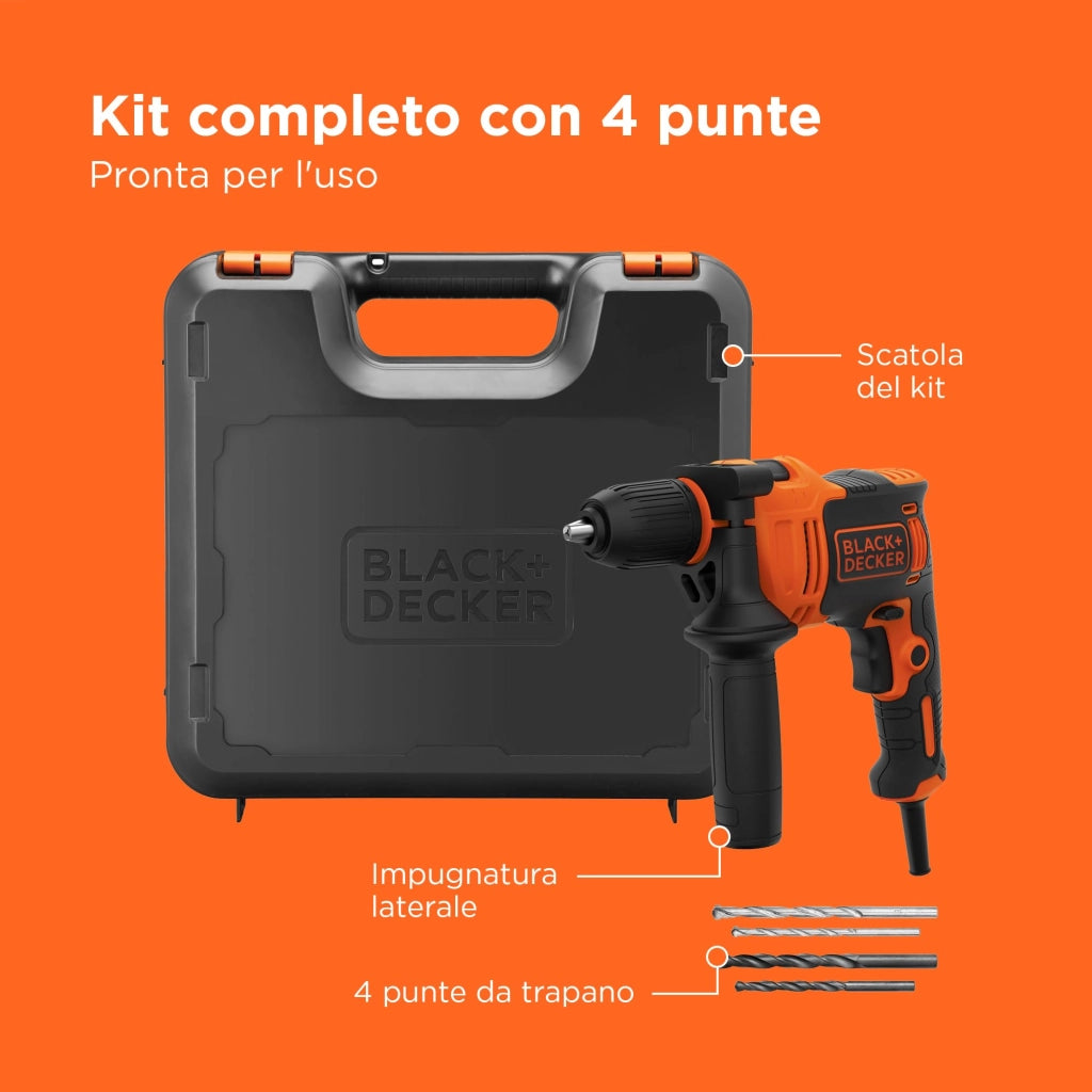 Trapano a Percussione Black Decker BEH710K Qs 710 w