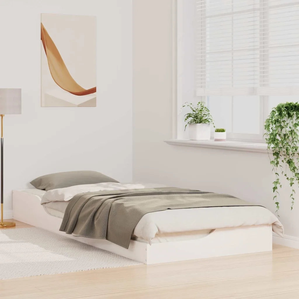 Letto singolo | Letto per adulti | Struttura del letto Bianco 100 x 220 cm Pino massello