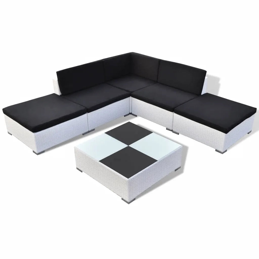 Set Divani da Giardino 6 pz con Cuscini in Polyrattan Bianco 41264
