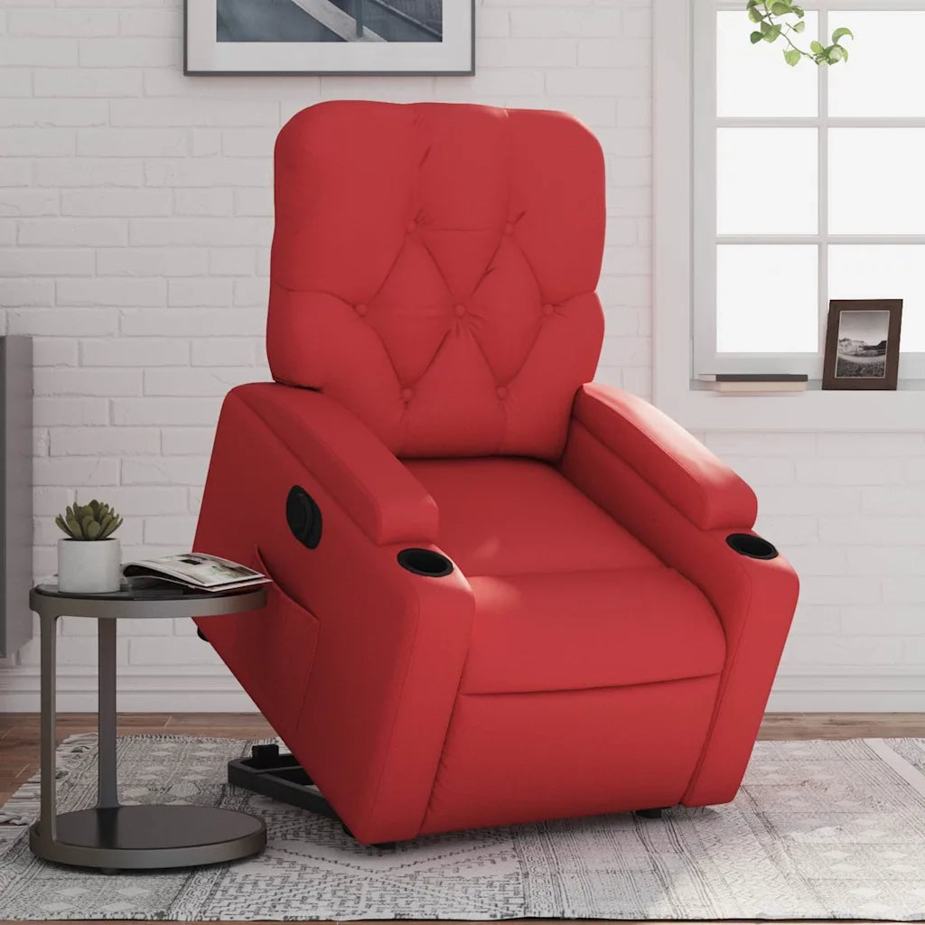 Poltrona Alzapersona Reclinabile Elettrica Rossa in Similpelle 3204791