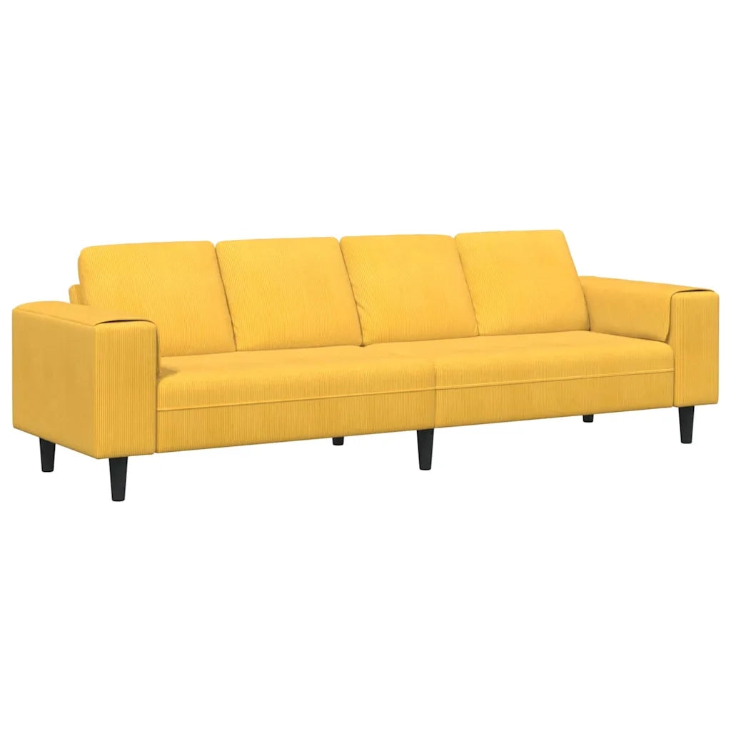 Divano Giallo Chiaro 250 x 77 x 76 cm Tessuto in Cords 3335106
