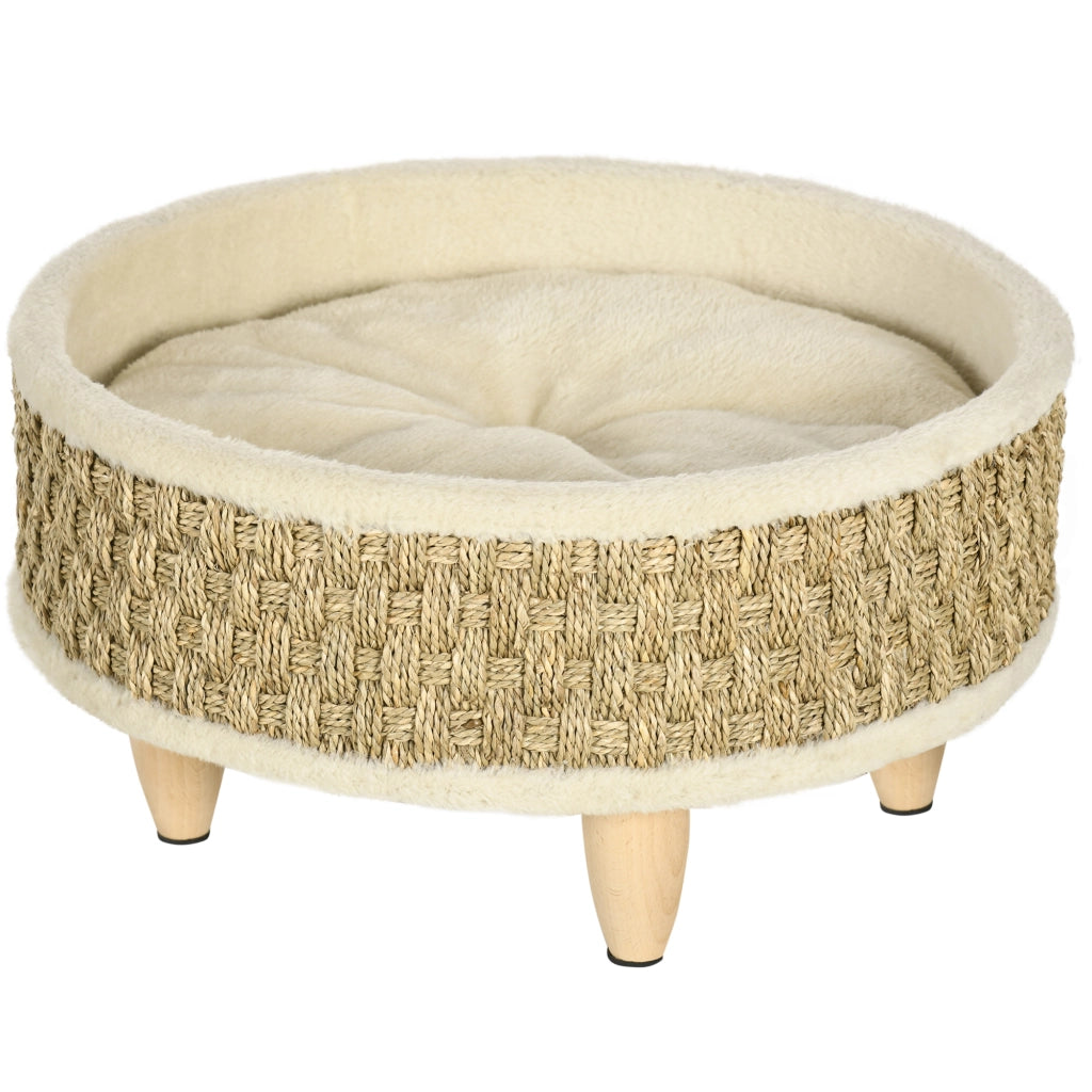 Letto per Cani con Cuscino Lavabile e Telaio in Legno ¨C Zephmum ¨C ?48x24,5 cm Beige
