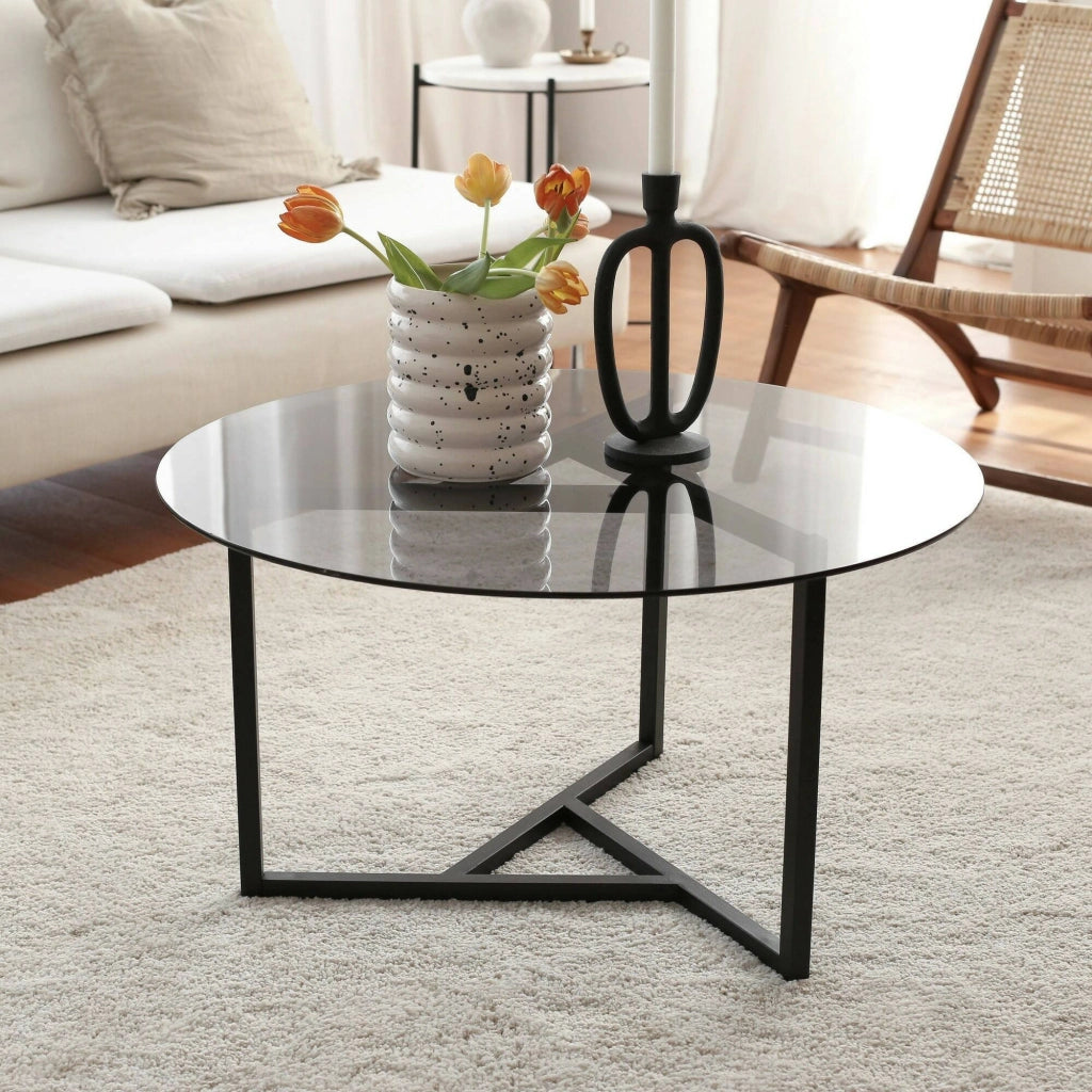 Esperia, Tavolino da Salotto Forma Rotonda, 75x75x42h cm Grigio Tortora