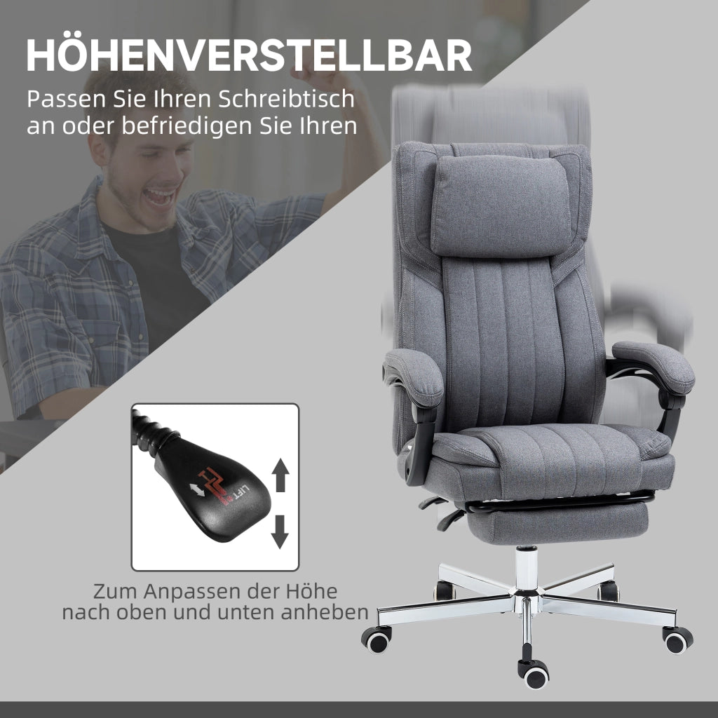 Sedia da Ufficio ¨C Minimal ¨C Grigio, Leinen, 65x61x118 cm