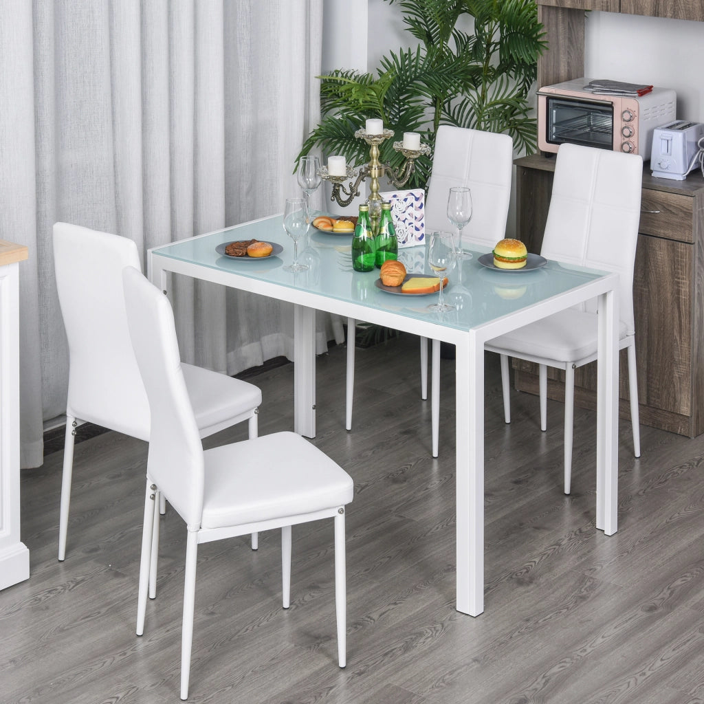 Tavolo da pranzo allungabile con sedie ¨C Minimal ¨C Bianco, vetro, 90x200